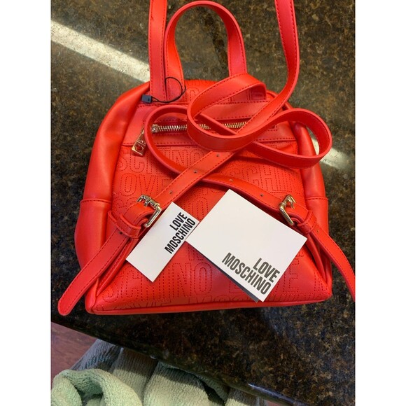 Love Moschino Vegan Red Mini Backpack NWOT - Picture 10 of 10
